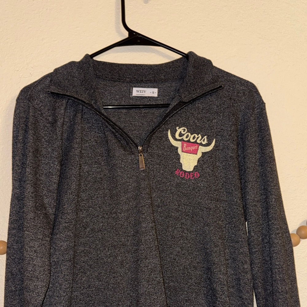 Coors Banquet Rodeo Gray Zip-Up Sweater